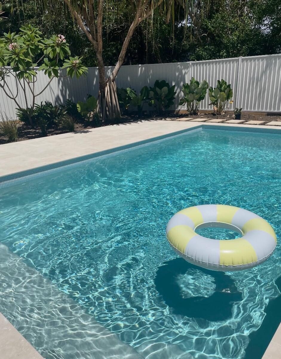 Pool water detail — crystal clear concrete pool